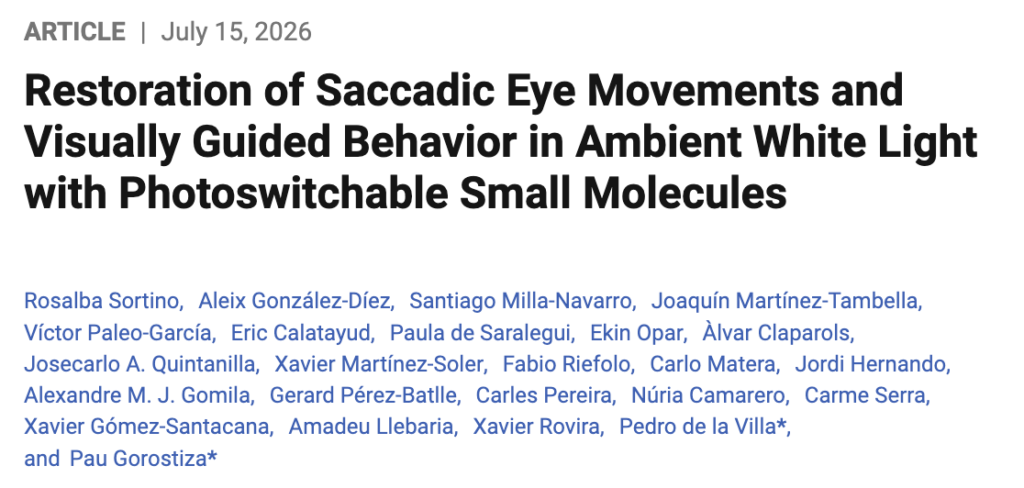 Título del artículo publicado en JACS: Restoration of Saccadic Eye Movements and Visually Guided
Behavior in Ambient White Light with Photoswitchable Small
Molecules